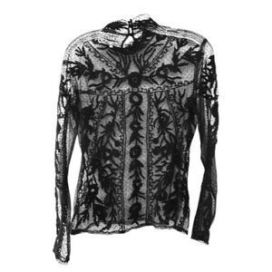 NWOT Pink Martini Black Sheer Lace Blouse